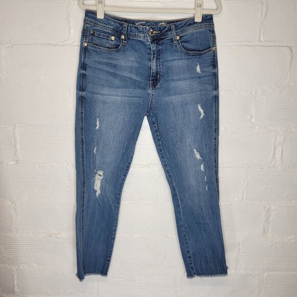 Seven7 Denim - Seven7 Women's Size 12 Jeans High Rise Ankle Skinny Raw Hem Distressed